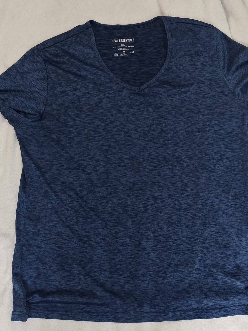 Essentials Women's Heather Navy V-Neck Short Sleeve Tee